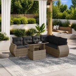 Flexible Grey Garden Sofa Set 7-Piece Outdoor Furniture