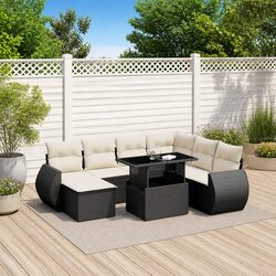 8 Piece Black Rattan Garden Sofa Set for Outdoor Spaces