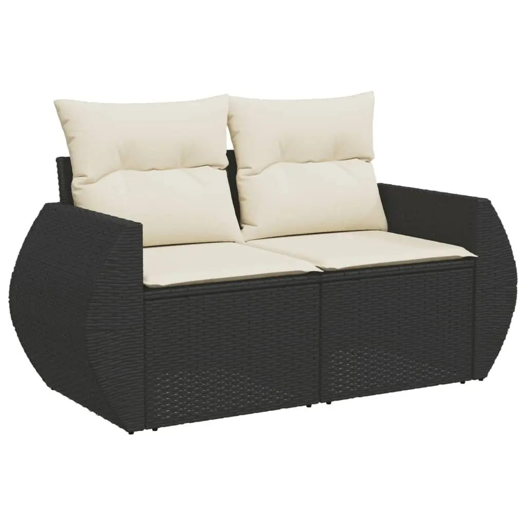 11 Piece Modular Garden Sofa Set Black PE Rattan Outdoor Furniture with Adjustable Table and Thick Cushions