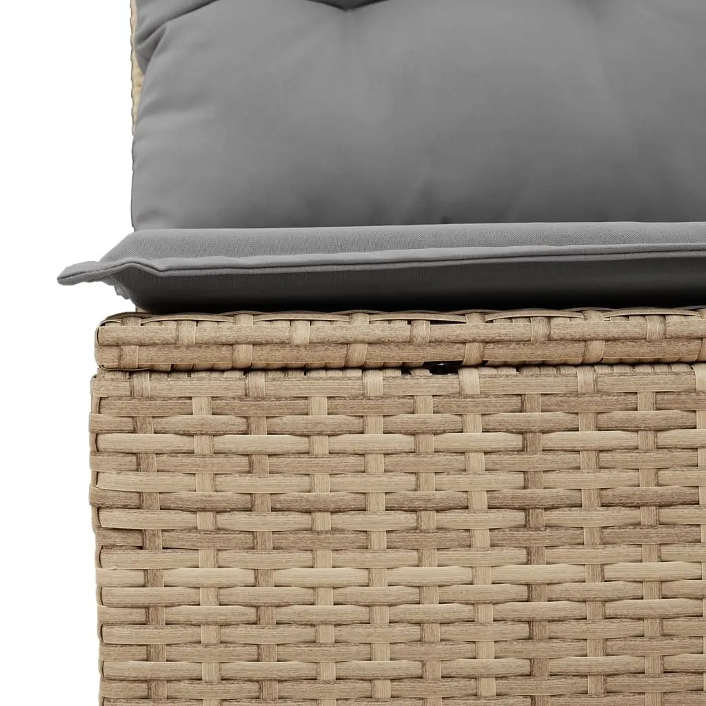 Beige Poly Rattan Outdoor Furniture Set 5 Piece Modular Garden Sofa with Cushions Adjustable Table