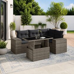Practical 5-Piece Grey Sofa Set for Outdoor Living