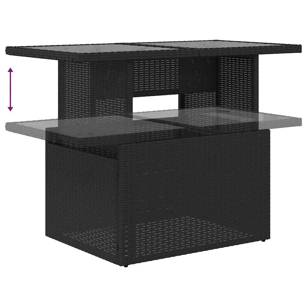 Garden Sofa Set Modular PE Rattan 6 Piece Outdoor Furniture Black