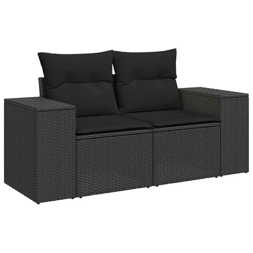 Garden Sofa Set Modular PE Rattan 6 Piece Outdoor Furniture Black
