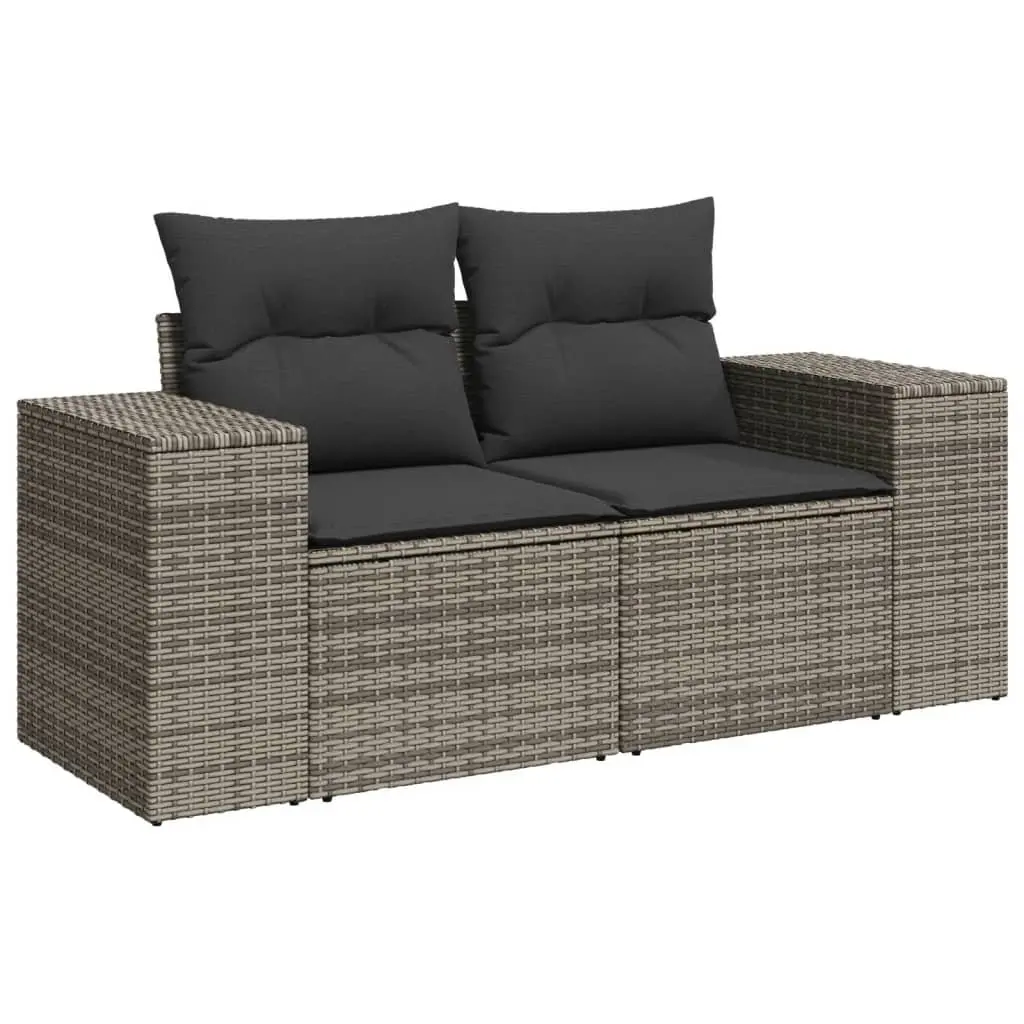 Garden Sofa Set PE Rattan 6 Piece Outdoor Furniture Grey Modular Patio Lounge