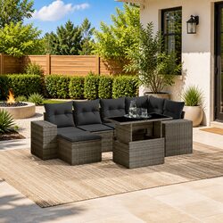 Versatile 7 Piece Grey Sofa Set for Any Outdoor Area