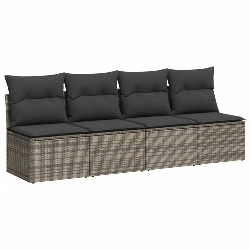 Garden Sofa Set 10 Piece Modular Outdoor Furniture Grey PE Rattan with Cushions