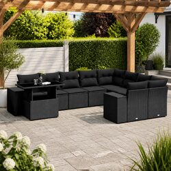 10-Piece Black Outdoor Sofa Set for Versatile Use