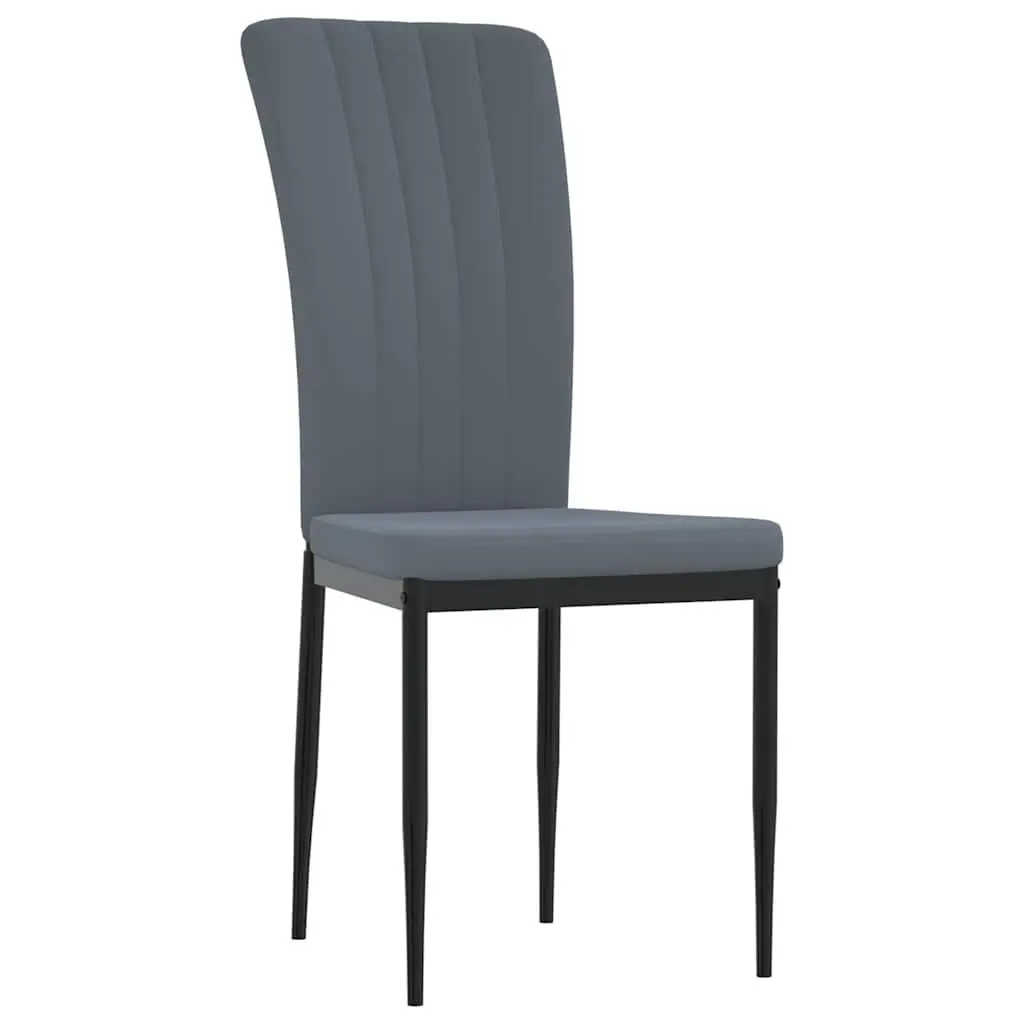 Set of 4 Dining Chairs Grey Velvet Padded Backrest Iron Frame Kitchen Seating