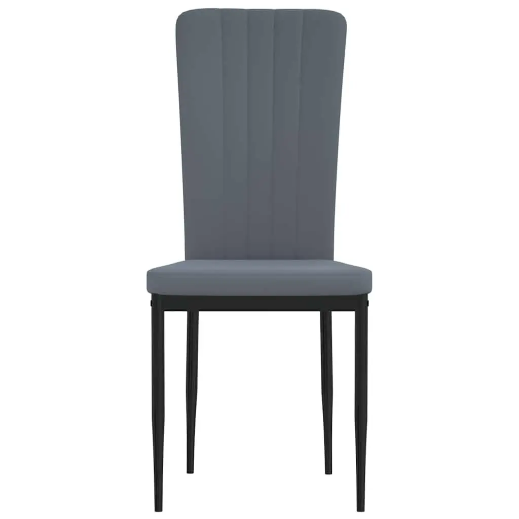 Set of 4 Dining Chairs Grey Velvet Padded Backrest Iron Frame Kitchen Seating