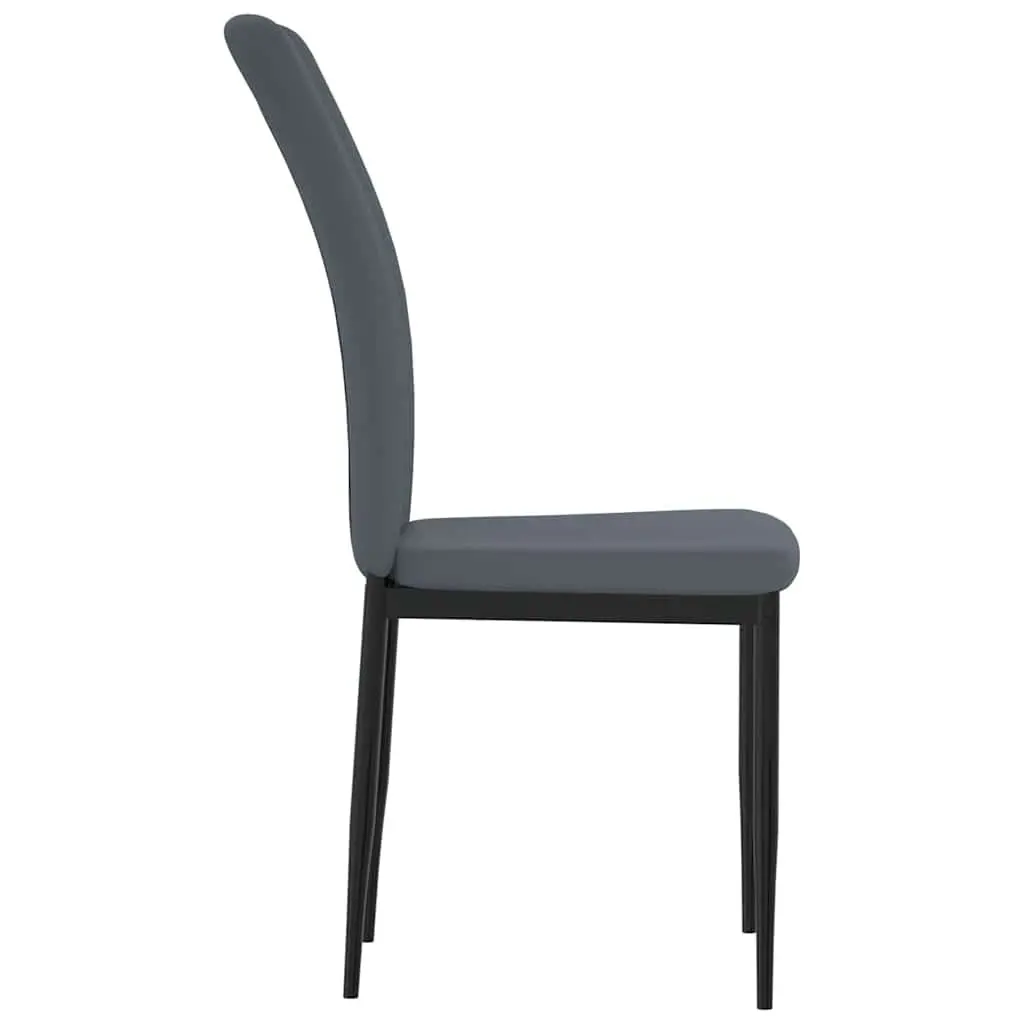 Set of 4 Dining Chairs Grey Velvet Padded Backrest Iron Frame Kitchen Seating