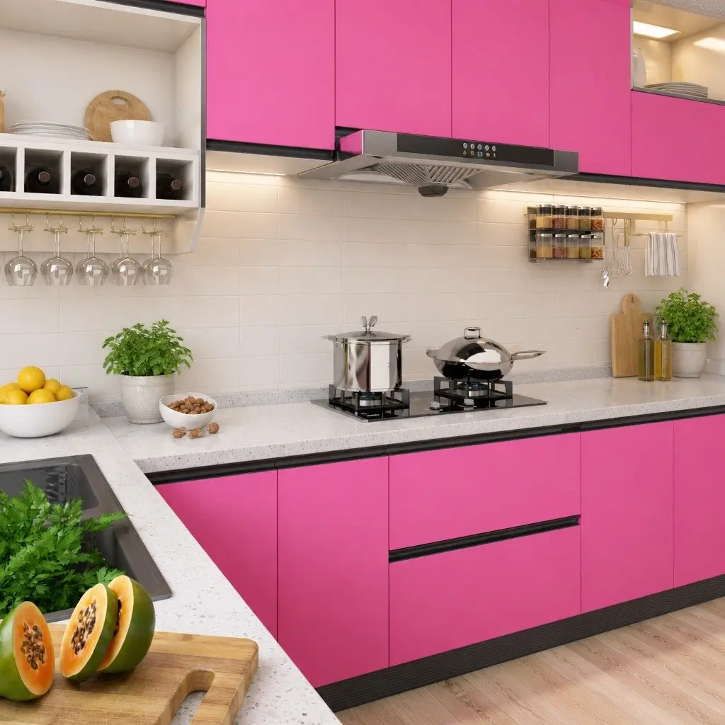 Self-Adhesive Furniture Film PVC High Gloss Pink 500x90cm
