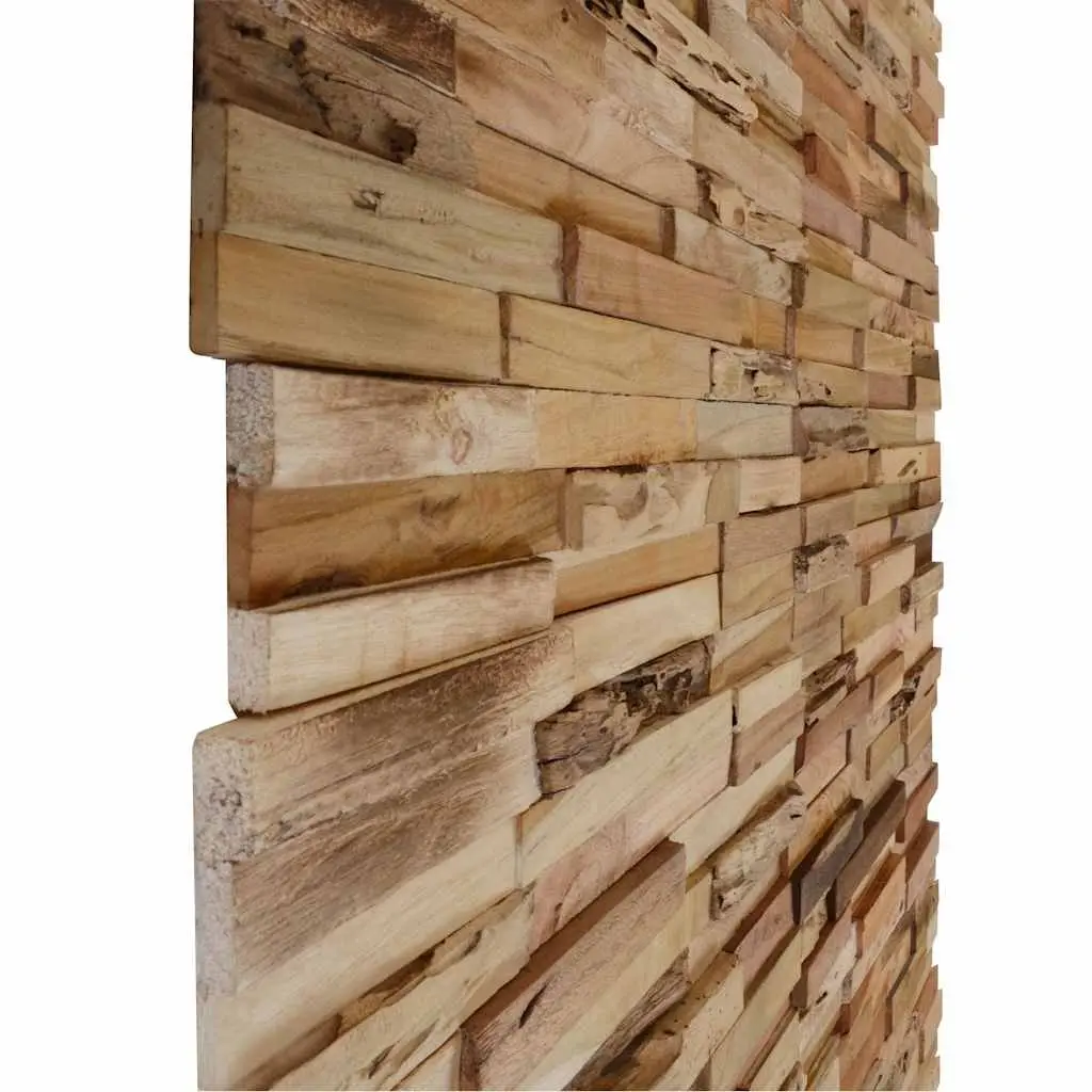 Wall Cladding Panels Teak Wood Rustic 10 Piece