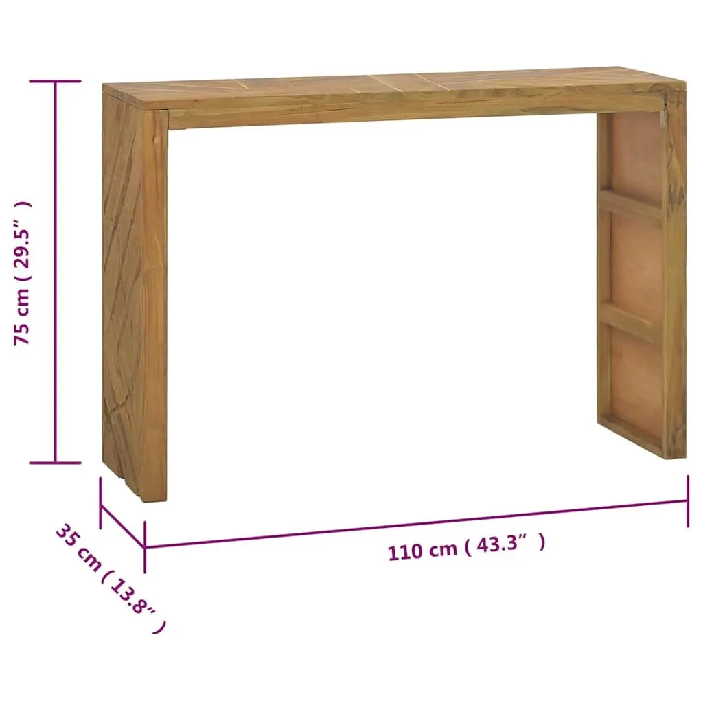 Console Table Teak Wood 110cm x 35cm x 75cm Rustic Brown Accent Sideboard Living Room