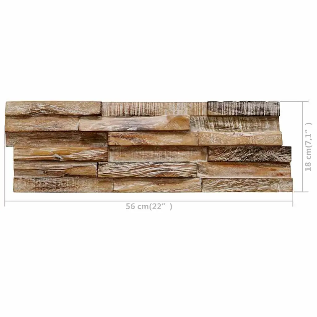 3D Wall Cladding Panels Solid Teak Wood 10 Piece Brown Decorative Feature Wall
