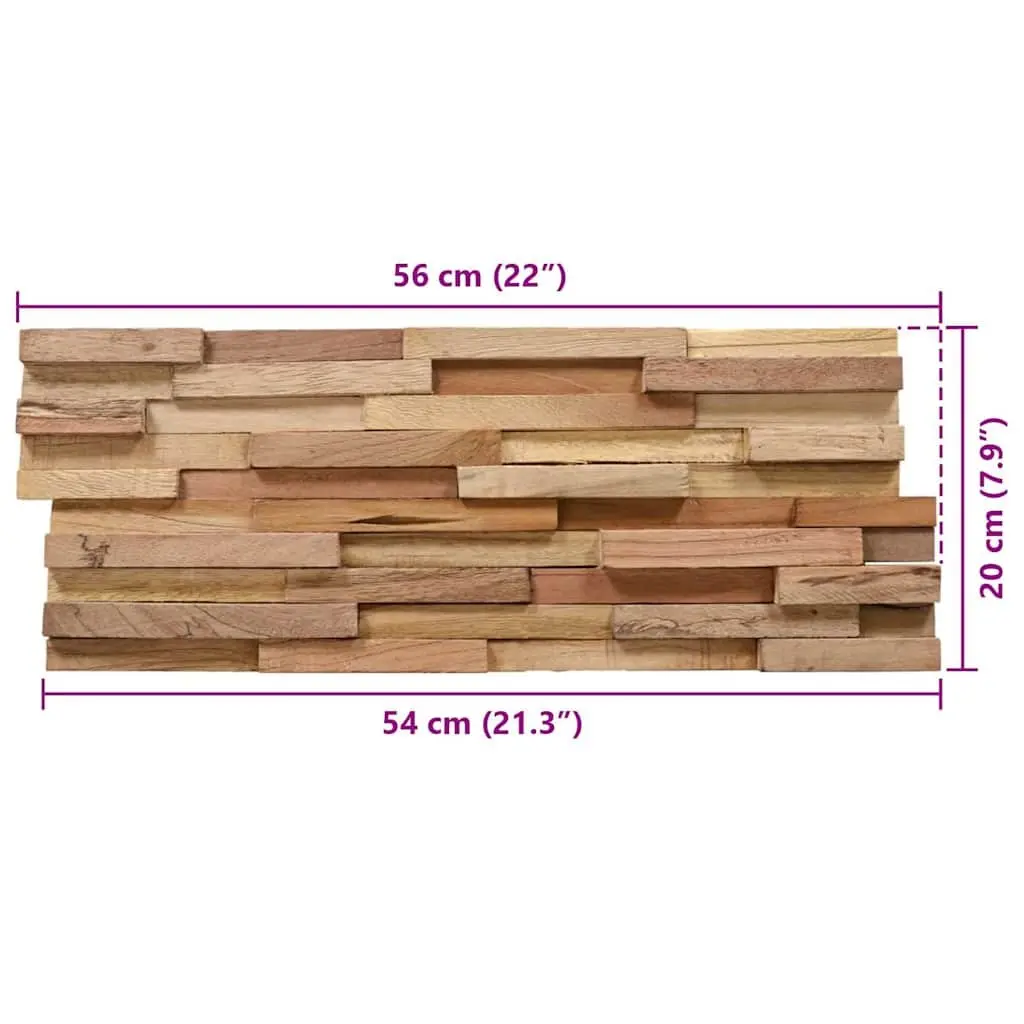 3D Wall Cladding Panels Solid Teak Wood 10 Piece Brown Decorative Wall Finishing