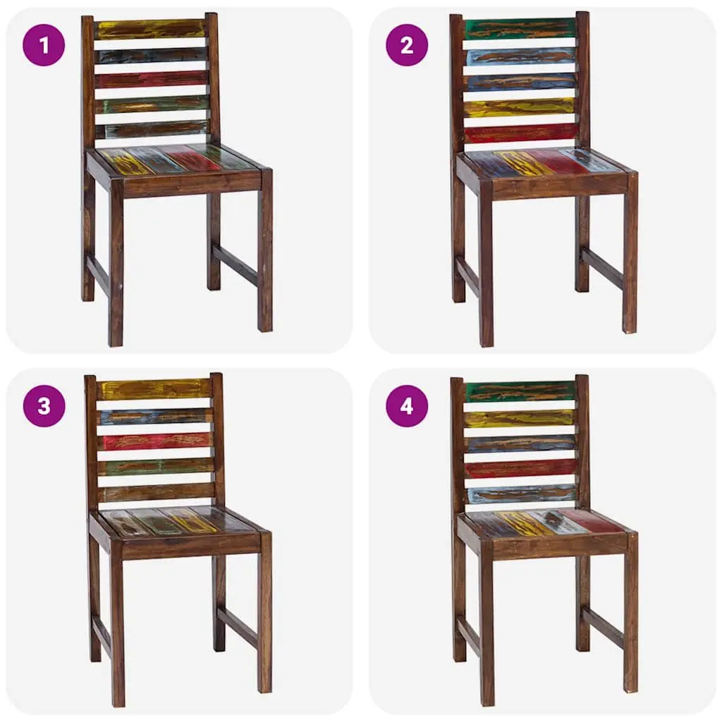 Dining Chairs Solid Reclaimed Wood Vintage 2 pcs Multicolour Handmade