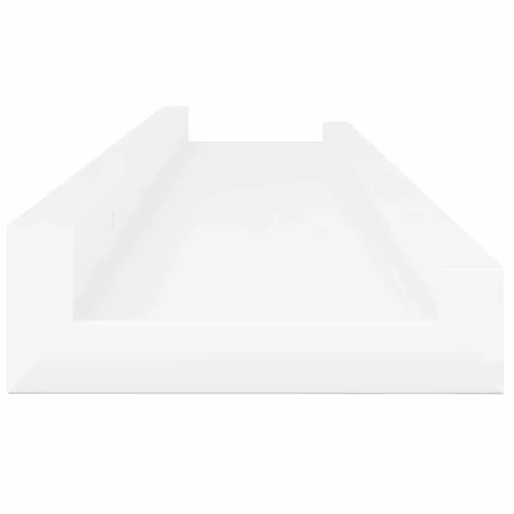 Floating Shelves MDF High Gloss White 60x9x3 cm Storage Display 2 Pieces