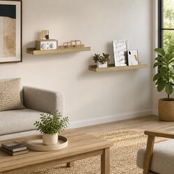Wall Shelves Set of 2 Sonoma Oak Floating Storage Shelving Display Brackets