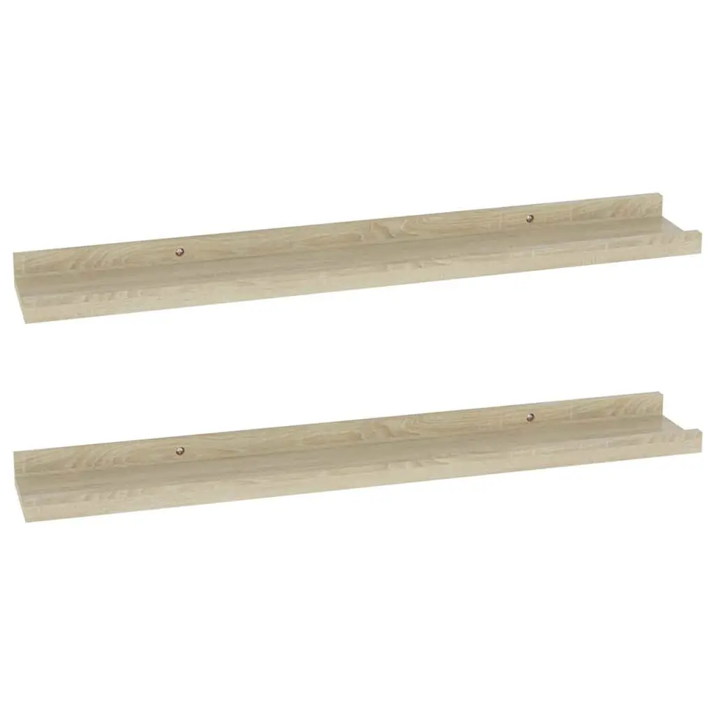 Wall Shelves MDF Brown Sonoma Oak 60x9x3 cm Storage Shelving Display Ledges 2 Piece