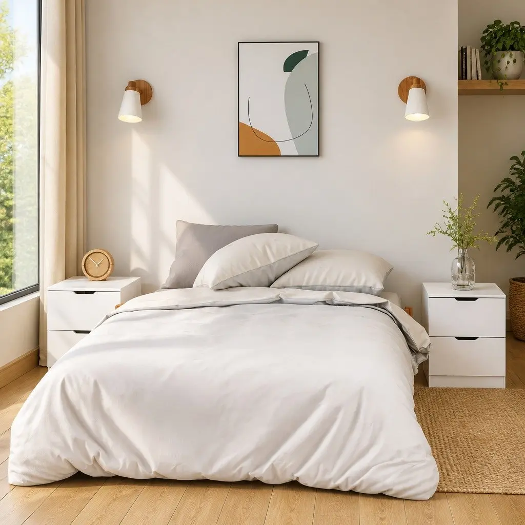 White Bedside Cabinet Engineered Wood 40x40x50cm Modern Storage Unit Set of 2