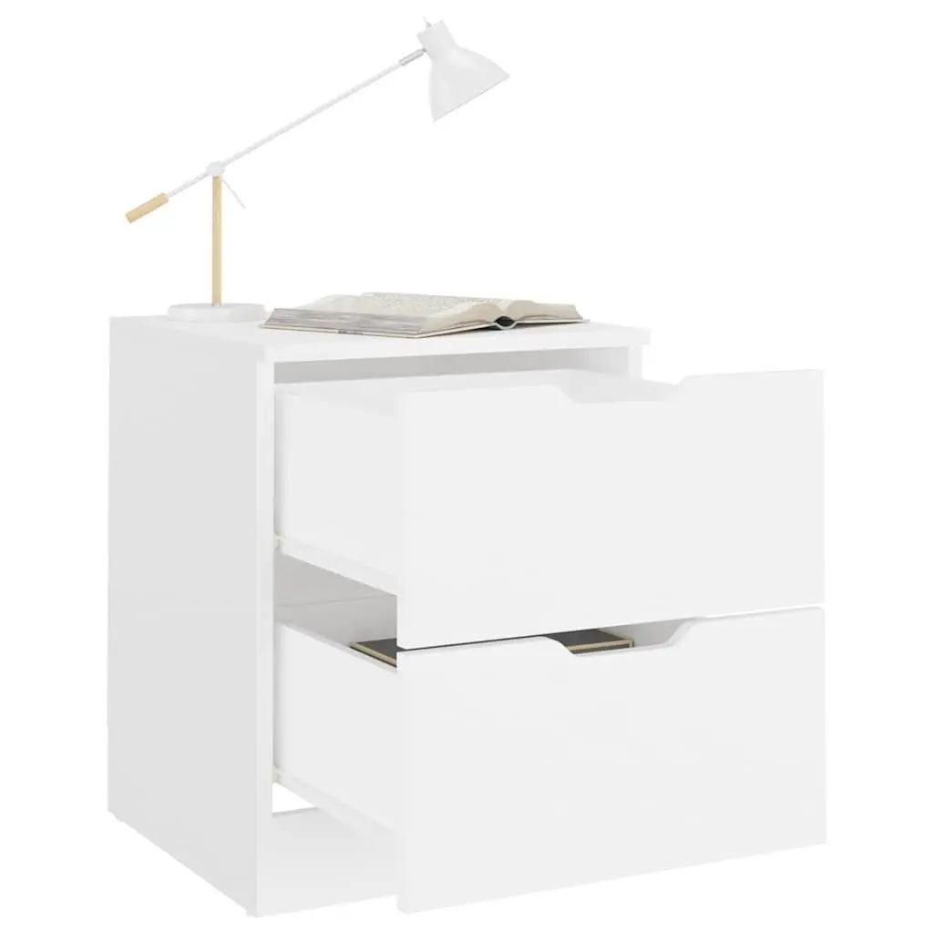 White Bedside Cabinet Engineered Wood 40x40x50cm Modern Storage Unit Set of 2