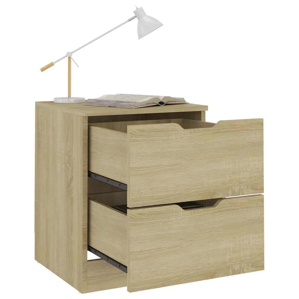 Bedside Table Engineered Wood Brown 40x40x50 cm Modern Nightstand Storage Organiser