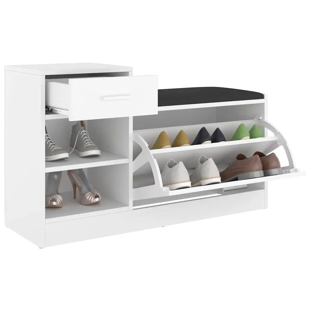 Shoe Storage Bench Engineered Wood 94.5 x 31 x 57 cm White