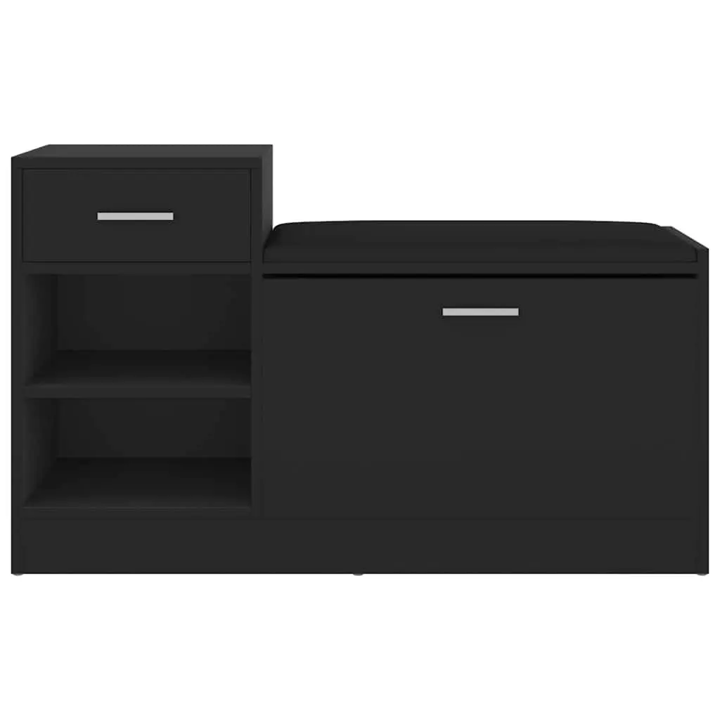 Shoe Bench Storage Organiser Engineered Wood 94.5 x 31 x 57 cm Black