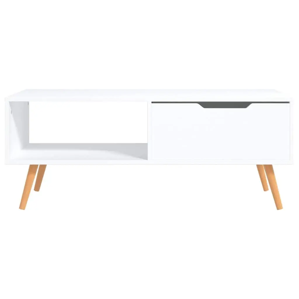 Coffee Table Engineered Wood White Storage Space 100x49.5x43cm Living Room Accent