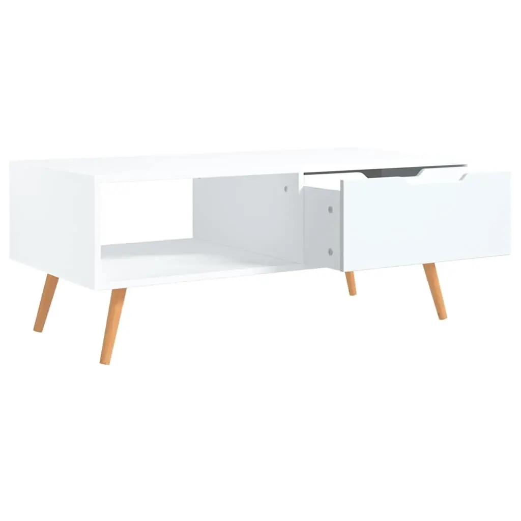 Coffee Table Engineered Wood White Storage Space 100x49.5x43cm Living Room Accent