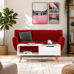 Coffee Table High Gloss White Engineered Wood Living Room Accent Furniture