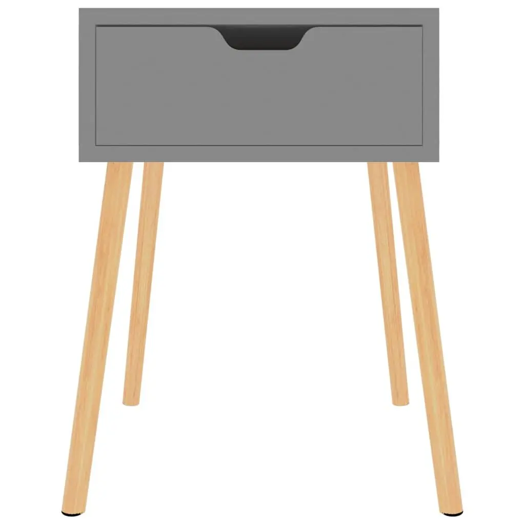 Grey Bedside Cabinets 2 Piece Engineered Wood Nightstand Side Table Storage Drawer 40x40x56 cm