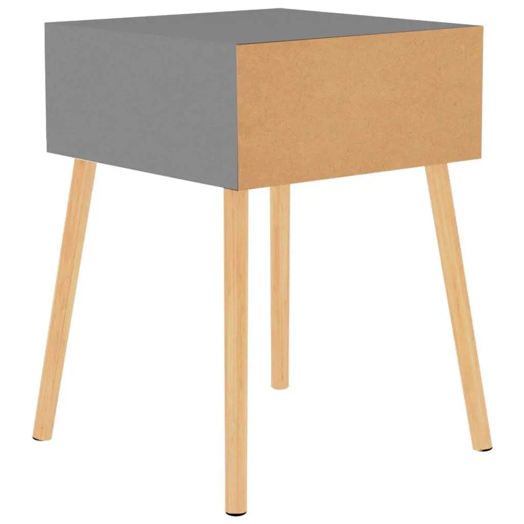 Grey Bedside Cabinets 2 Piece Engineered Wood Nightstand Side Table Storage Drawer 40x40x56 cm