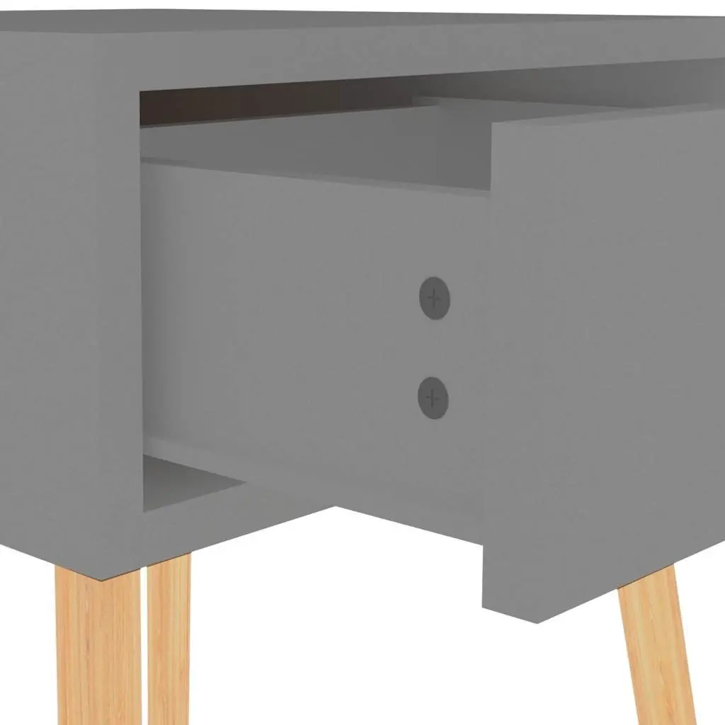 Grey Bedside Cabinets 2 Piece Engineered Wood Nightstand Side Table Storage Drawer 40x40x56 cm