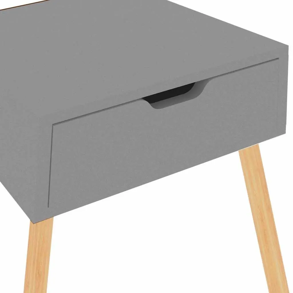 Grey Bedside Cabinets 2 Piece Engineered Wood Nightstand Side Table Storage Drawer 40x40x56 cm