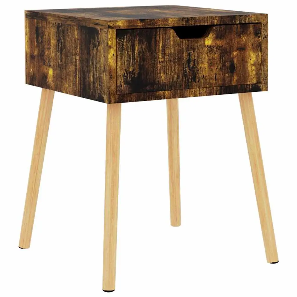 Brown Bedside Cabinet Engineered Wood 40x40x56 cm Modern Side Table with Storage Drawer