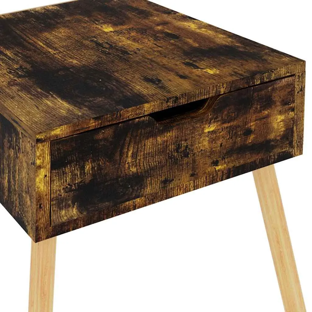 Brown Bedside Cabinet Engineered Wood 40x40x56 cm Modern Side Table with Storage Drawer