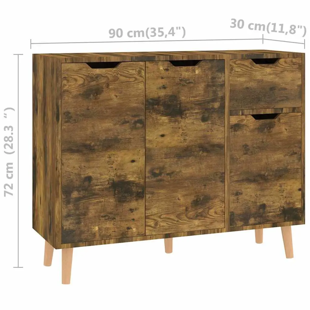Sideboard Storage Cabinet Engineered Wood Brown Living Room Buffet Cupboard