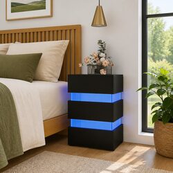 Black Nightstand with Integrated LED Lighting