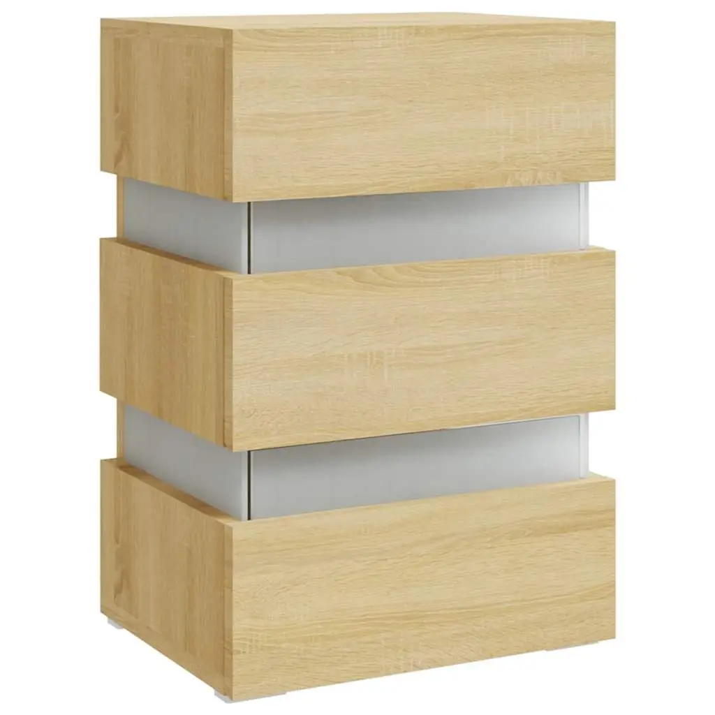 Bedside Table Engineered Wood Brown with LED Light