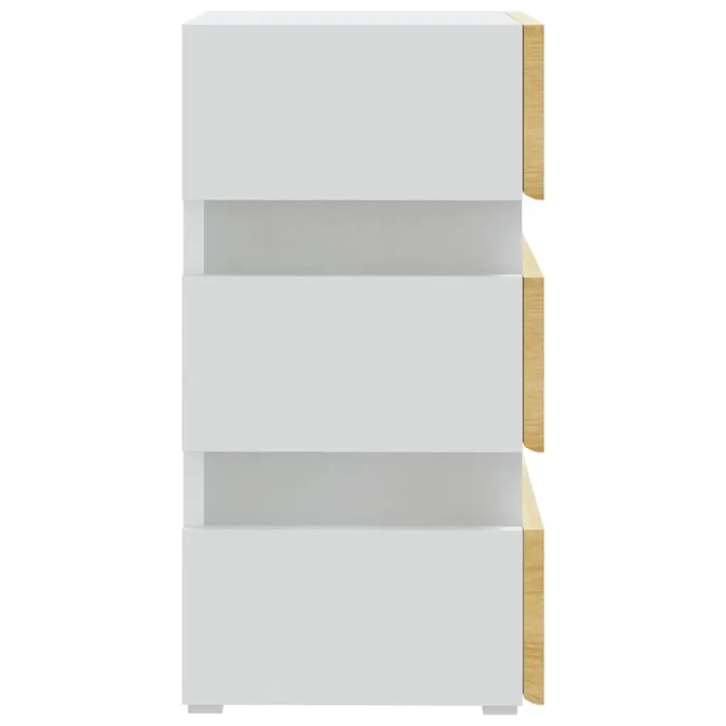 Bedside Table Engineered Wood 45 x 35 x 67 cm Beige with LED Light