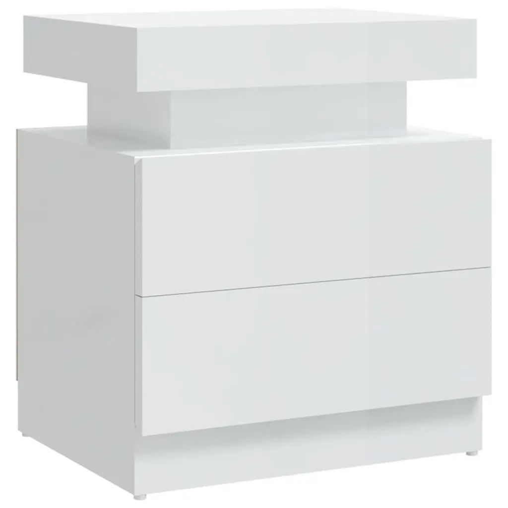 Bedside Cabinet Engineered Wood High Gloss White 45 x 35 x 52 cm