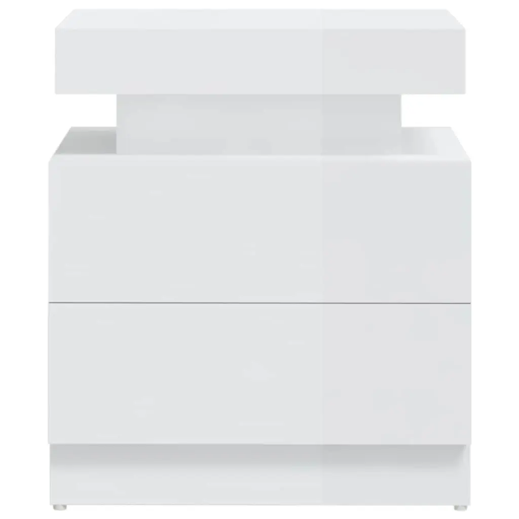 Bedside Cabinet Engineered Wood High Gloss White 45 x 35 x 52 cm