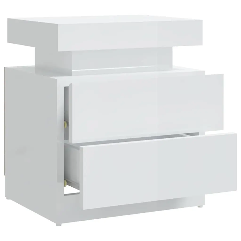 Bedside Cabinet Engineered Wood High Gloss White 45 x 35 x 52 cm