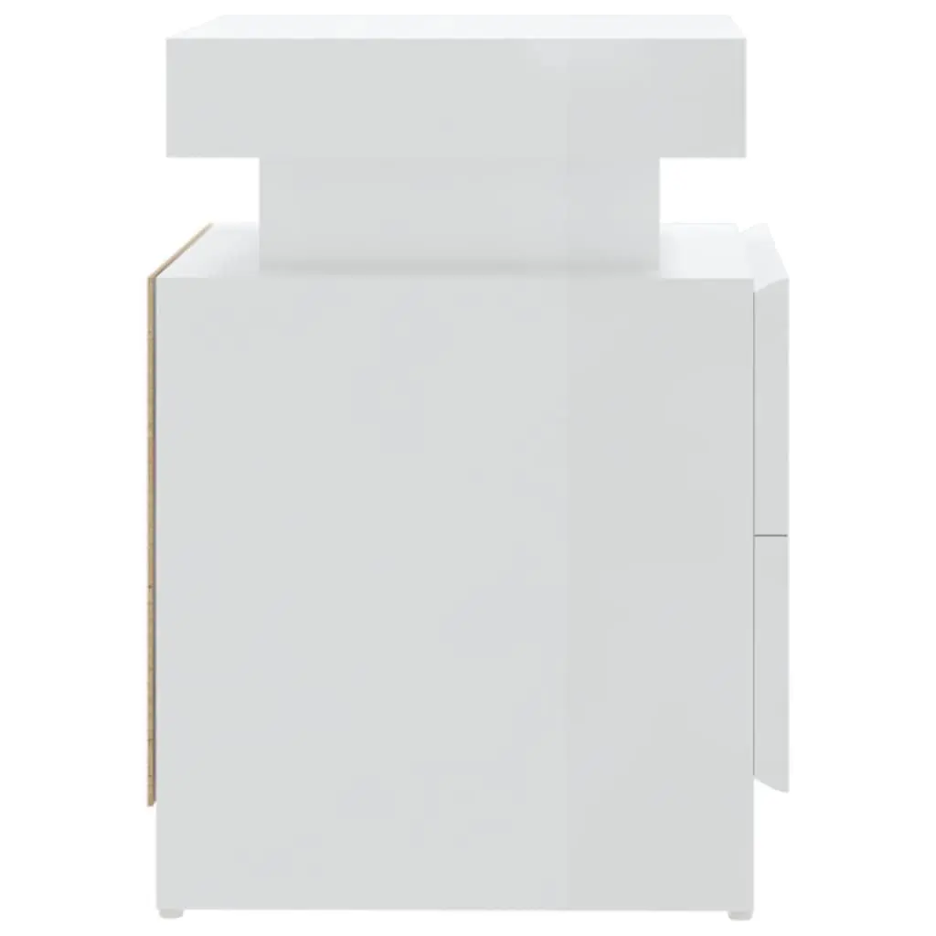 Bedside Cabinet Engineered Wood High Gloss White 45 x 35 x 52 cm