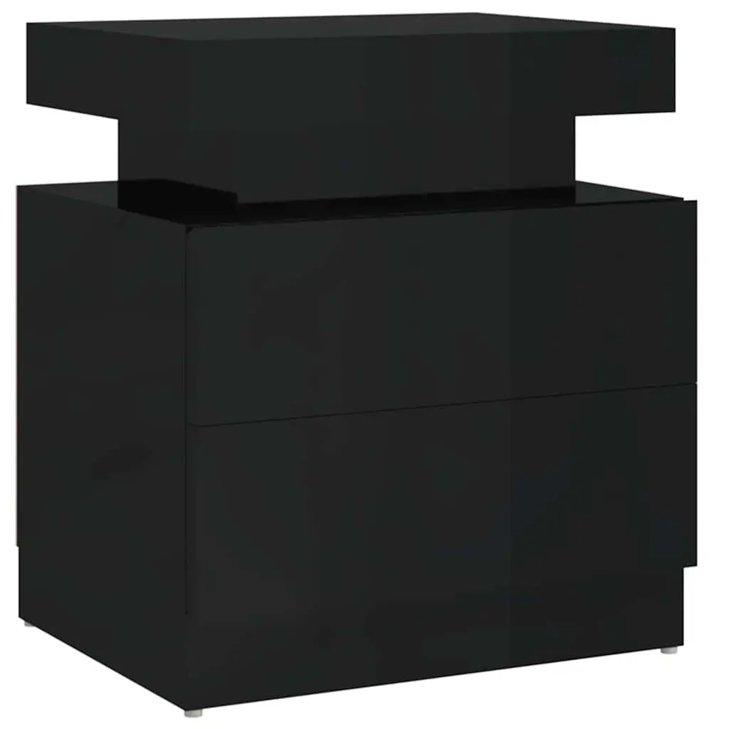Bedside Cabinet High Gloss Black Nightstand Storage Table Bedroom Furniture