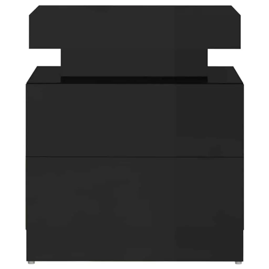 Bedside Cabinet High Gloss Black Nightstand Storage Table Bedroom Furniture