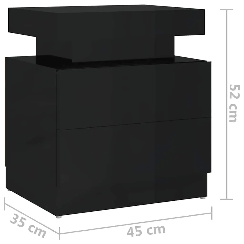 Bedside Cabinet High Gloss Black Nightstand Storage Table Bedroom Furniture