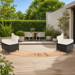 Black Rattan Hot Tub Surround with Wooden Step