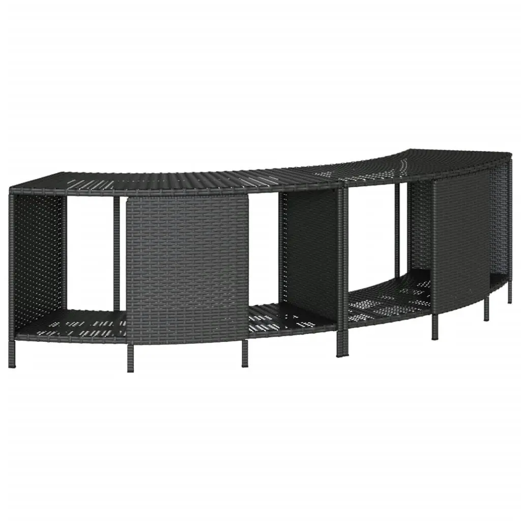 Hot Tub Surround Poly Rattan Acacia Wood Black Storage Bench Seat